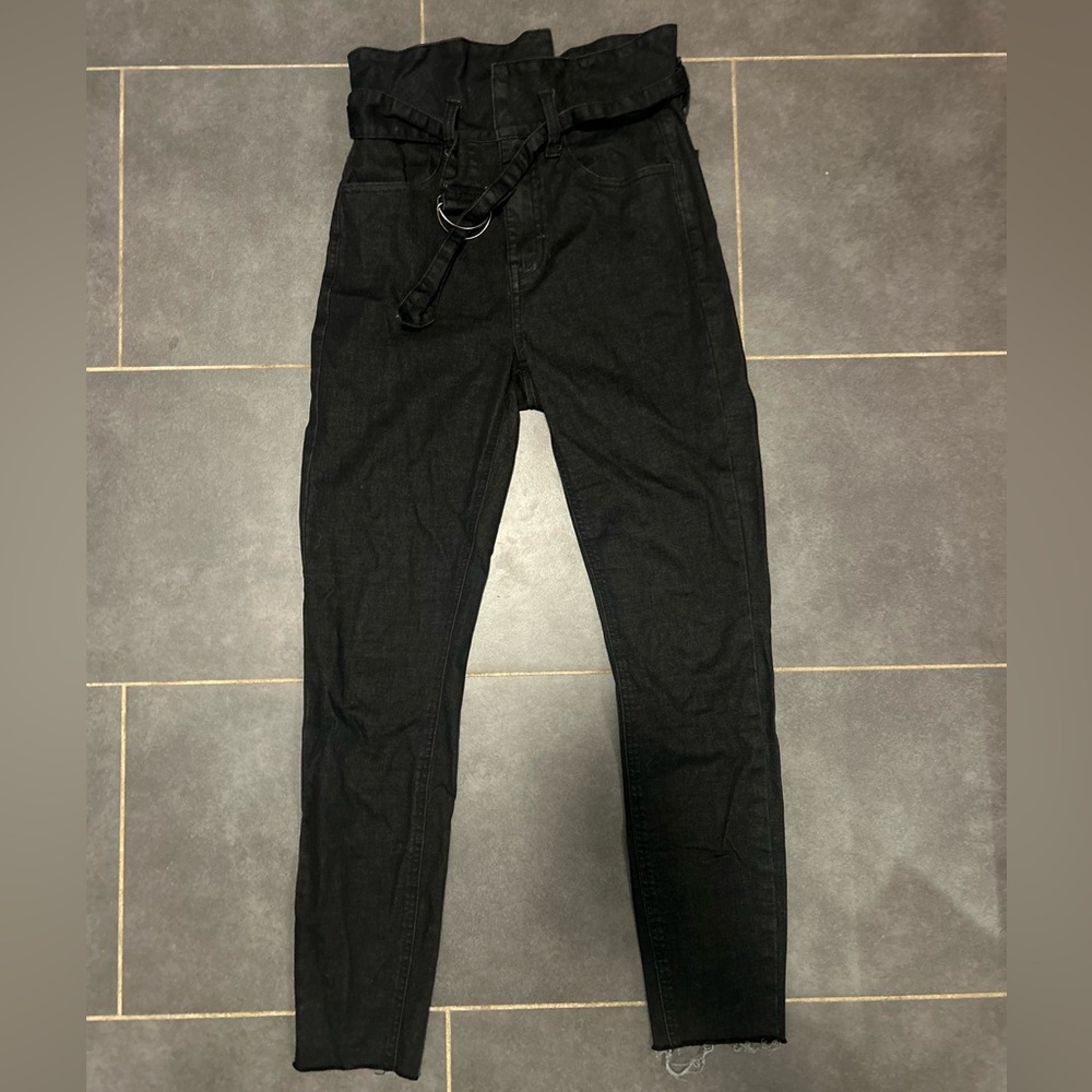 Pistola Black Inez Paperbag Skinny Jeans with Belt